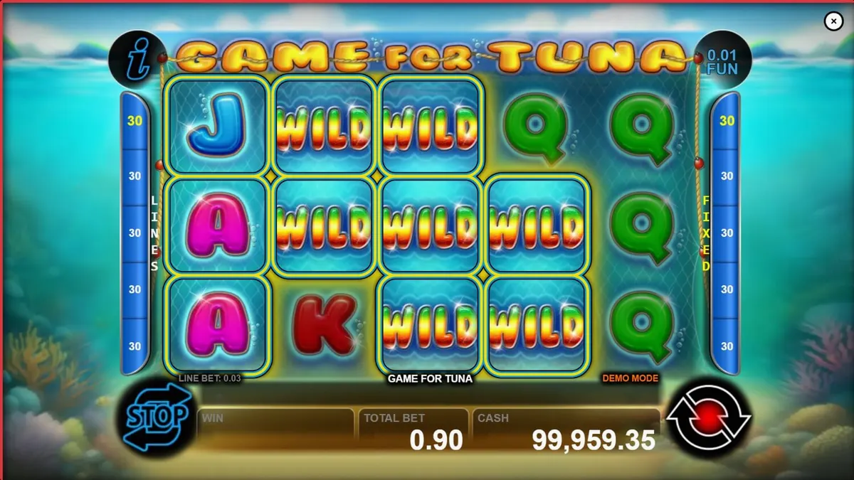 Cenário subaquático vibrante com o jogo Game For Tuna da CT Gaming