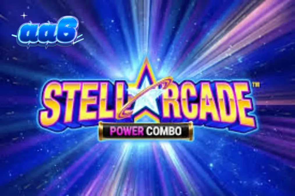 Interface vibrante e neon do jogo Stellarcade Power Combo com elementos espaciais.